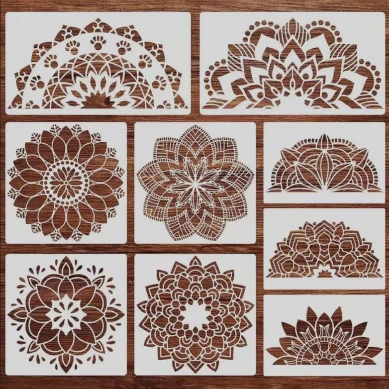 Kit șablon și matriță plastică pentru pictură mandala, decor DIY pe pereți și pietre (PET)