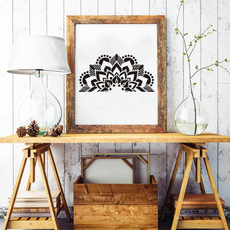 Kit șablon și matriță plastică pentru pictură mandala, decor DIY pe pereți și pietre (PET)