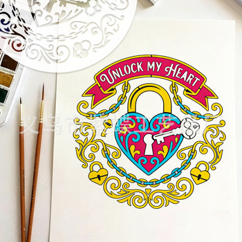 Șablon de pictură din PET pentru Ziua Îndrăgostiților, reutilizabil, model SJX-191, instrument de desen manual