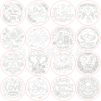 Șablon de pictură din PET pentru Ziua Îndrăgostiților, reutilizabil, model SJX-191, instrument de desen manual