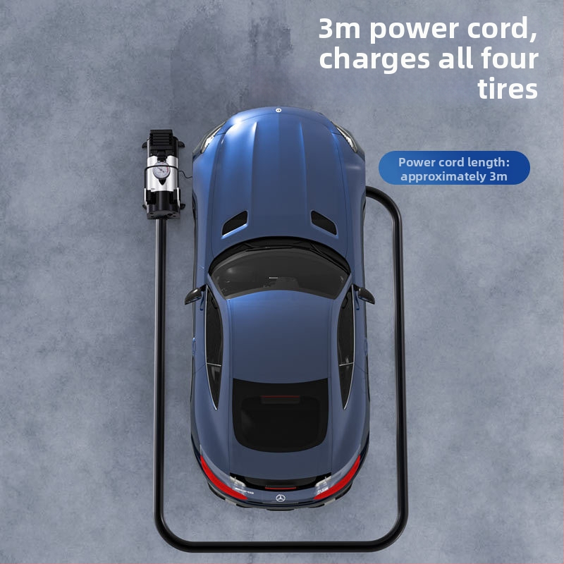 Αντλία Ελαστικών Αυτοκινήτου, 12V Φορητός Ηλεκτρικός Φουσκωτής με Μετρητή Πίεσης, 35 L/min, 120W, Καλώδιο 3 m