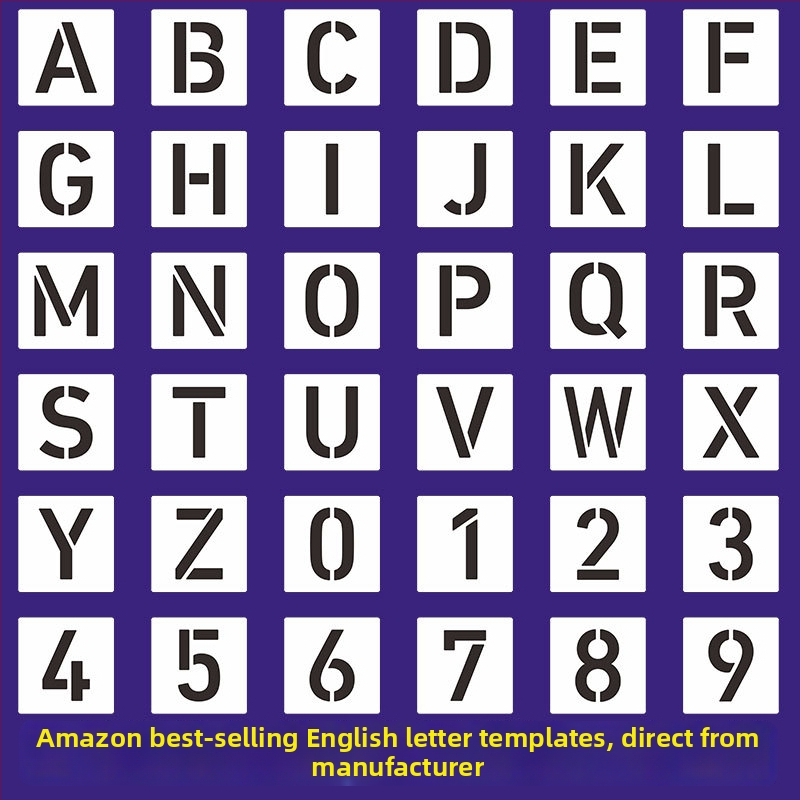 Șablon PET gol pentru pictură cu alfabet pentru copii, material PET; fără import; autorizare IP: Nu; mărci private licențiate: Nu