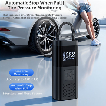 Ασύρματος συμπιεστής αυτοκινήτων αέρα με ψηφιακή οθόνη, προεπιλεγμένη πίεση ελαστικού και αυτόματη διακοπή, 12V, 25 L/min, επαναφορτιζόμενη μπαταρία λιθίου