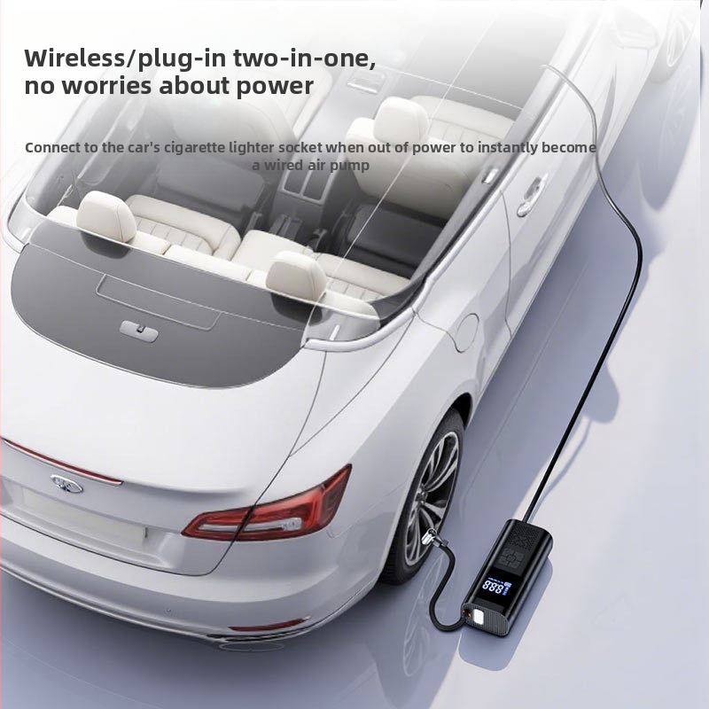 Ασύρματος συμπιεστής αυτοκινήτων αέρα με ψηφιακή οθόνη, προεπιλεγμένη πίεση ελαστικού και αυτόματη διακοπή, 12V, 25 L/min, επαναφορτιζόμενη μπαταρία λιθίου