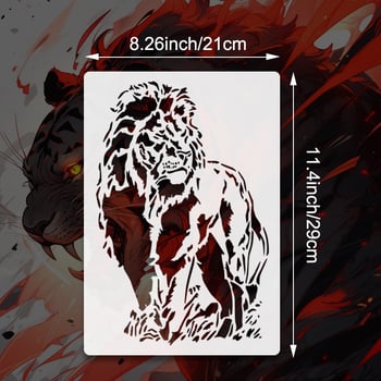 Falra szánt sablon a tigri és oroszlán mancsa nyomával – PET anyag, Purple butterfly márka, üreges kivágás (hollow-out), DIY falidíszhez, import nem engedélyezett, értékesítési területek: egyéb, IP engedély: Nincs