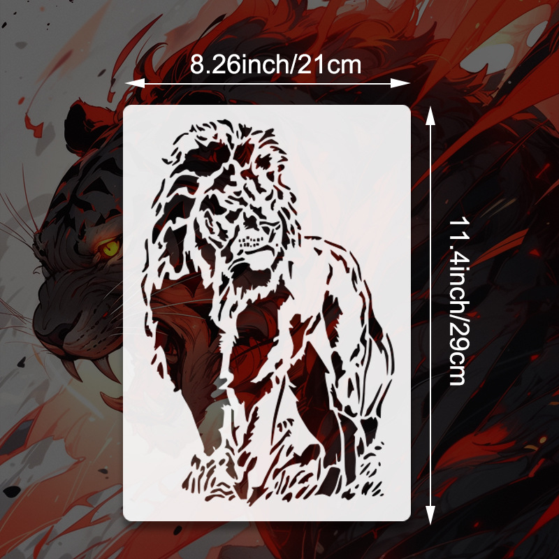 Falra szánt sablon a tigri és oroszlán mancsa nyomával – PET anyag, Purple butterfly márka, üreges kivágás (hollow-out), DIY falidíszhez, import nem engedélyezett, értékesítési területek: egyéb, IP engedély: Nincs