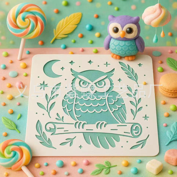 Sova ispod zvjezdane noći – šablona za izrezivanje za crtanje | Materijal: PET | Značka: Yiwu Purple Butterfly Arts & Crafts Factory