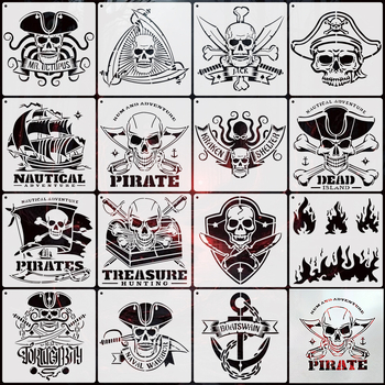 Šablona za crtanje s piratskom lubanjom - PET plastična DIY graffiti šablona