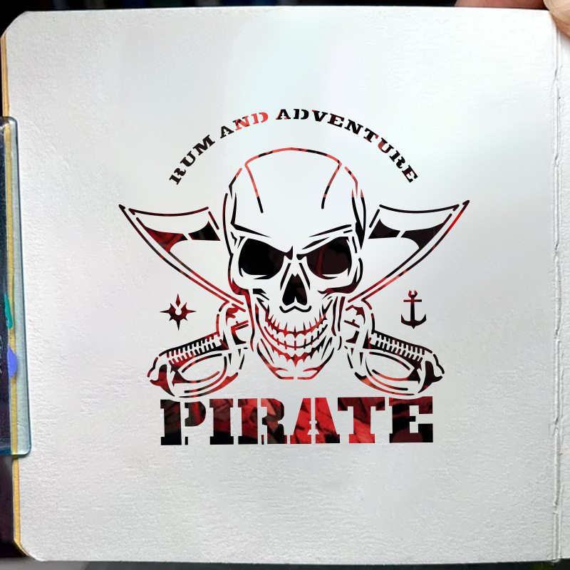 Šablona za crtanje s piratskom lubanjom - PET plastična DIY graffiti šablona