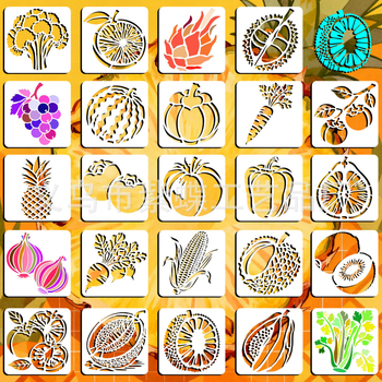 Gyerekeknek DIY kivágásos rajz sablon gyümölcsmintákkal (dinnye és alma) — Anyag PET; Márka Yiwu Purple Butterfly; Import: Nem; Szerzői jogok: Nincs engedélyezve