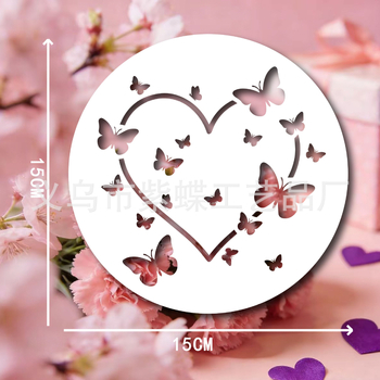 DIY tracing šablona za šuplje sprej slikanje s motivom leptir‑srca, PET materijal, model SJX-193, proizvođač Yiwu City Purple Butterfly Crafts Factory, dobavljač za prekogranični izvoz