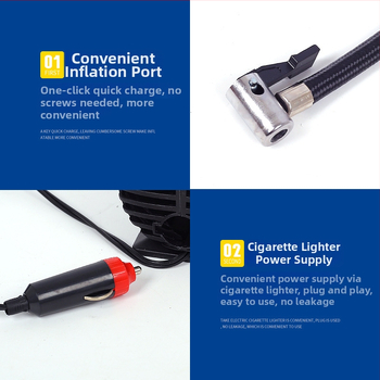 12V Φορητός φουσκωτήρας ελαστικών αυτοκινήτου με μετρητή πίεσης, 120W, 35 L/min, καλώδιο τροφοδοσίας 2.5 m
