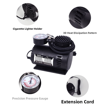 12V Φορητός φουσκωτήρας ελαστικών αυτοκινήτου με μετρητή πίεσης, 120W, 35 L/min, καλώδιο τροφοδοσίας 2.5 m