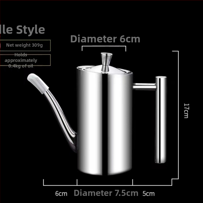 Baiqing rozsdamentes acél olaj- és szószpalack hosszú kifolyócsővel, porvédett