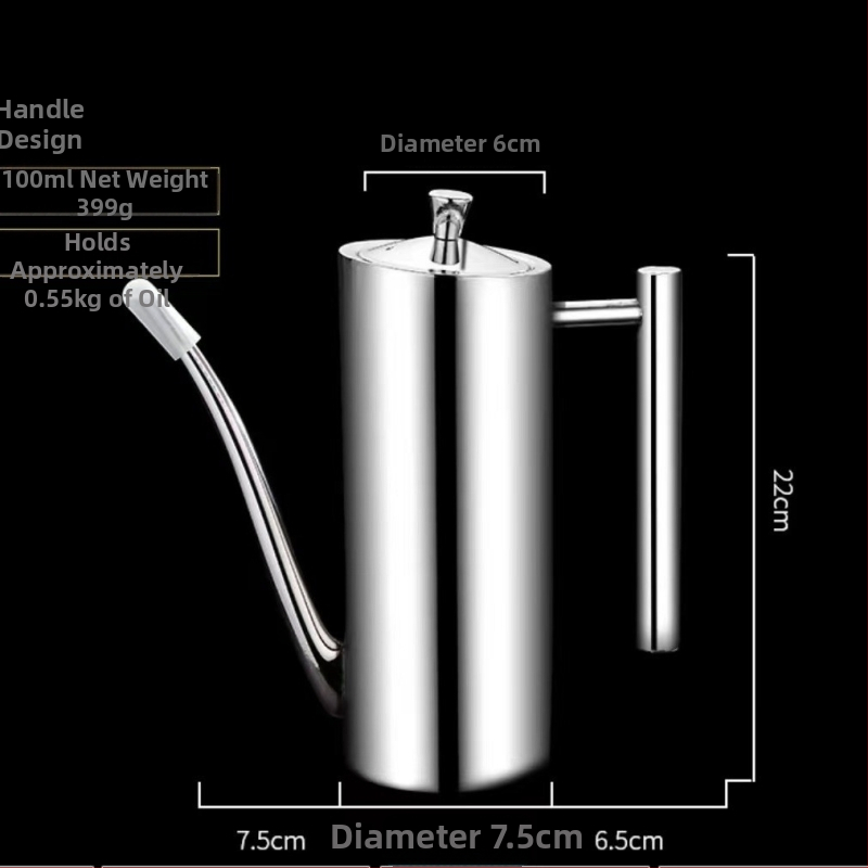 Baiqing rozsdamentes acél olaj- és szószpalack hosszú kifolyócsővel, porvédett