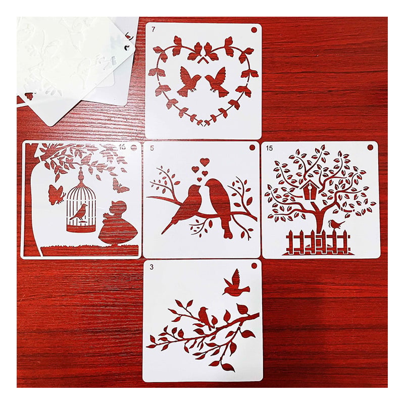 PET šablona za crtanje s ptičjom temom – DIY album s izrezanim šablonama | Brand Goshen Painted; Materijal PET; Uvoz: Ne; Licencirana privatna oznaka: Da; IP odobrenje: Ne