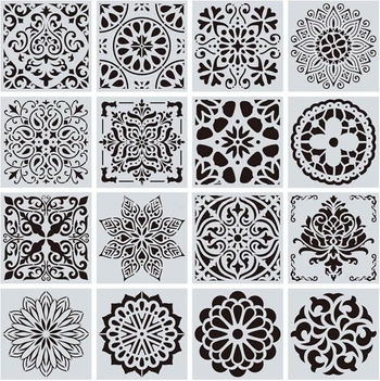 Mandala cvjetni šablon za izrezivanje za DIY sprej slikanje – PET kalup, marka Piyou, nije uvoz, IP autorizacija nije odobrena