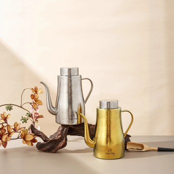 Titán olaj- és ecetkanna, modern minimális dizájn, öntési funkció, kompatibilis a saját olajecsetével