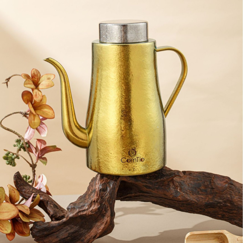 Titán olaj- és ecetkanna, modern minimális dizájn, öntési funkció, kompatibilis a saját olajecsetével