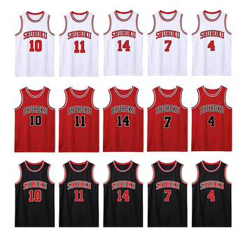 Flash Power Slam Dunk košarkaški dresovi – broj 10 Hanamichi Sakuragi, broj 14 Mitsui Hisashi, broj 11 Kaede Rukawa – unisex odrasli