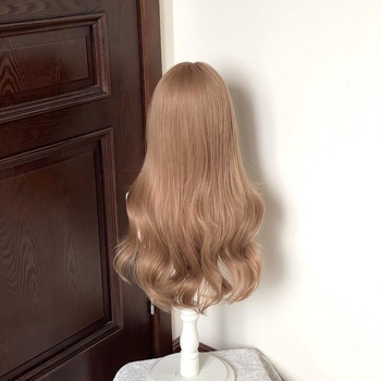 Sihe perucă – păr lung buclat, fibre de mătase rezistente la temperaturi, breton drept sau înclinat, construcție mecanică, model MG-327