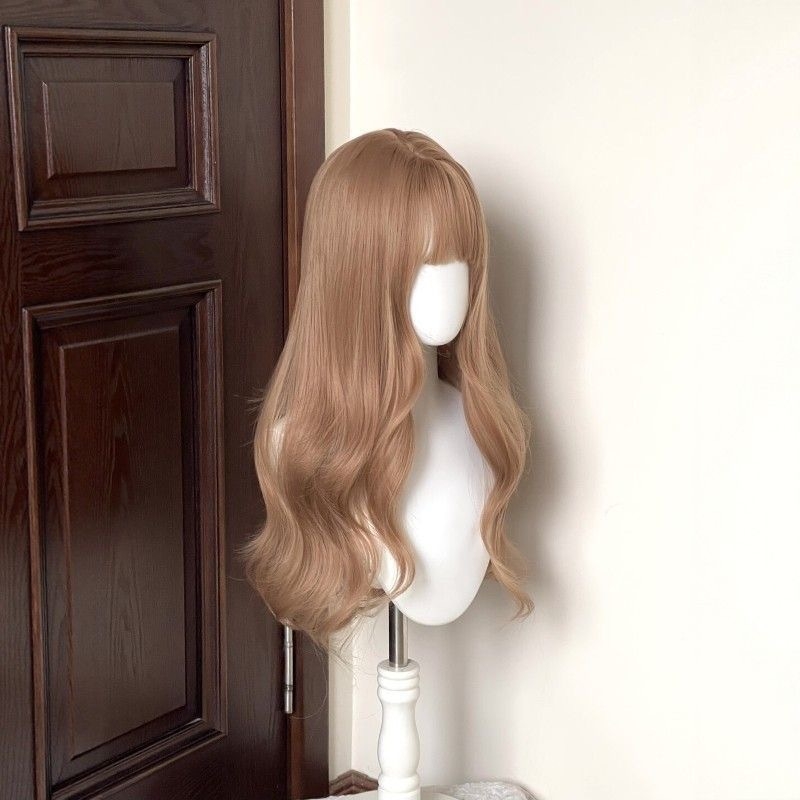 Sihe perucă – păr lung buclat, fibre de mătase rezistente la temperaturi, breton drept sau înclinat, construcție mecanică, model MG-327