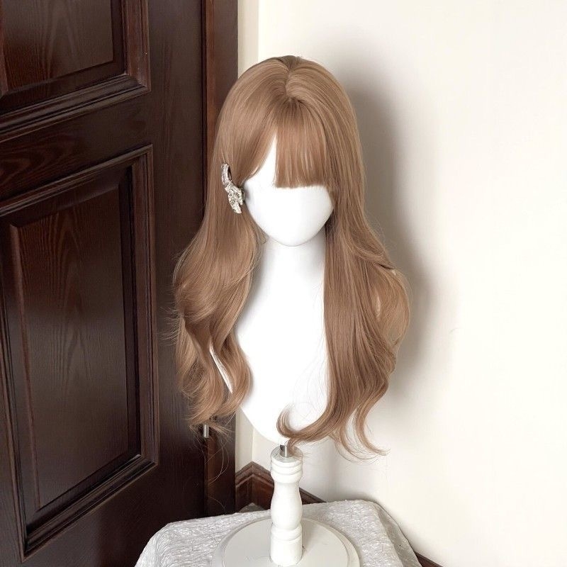 Sihe perucă – păr lung buclat, fibre de mătase rezistente la temperaturi, breton drept sau înclinat, construcție mecanică, model MG-327