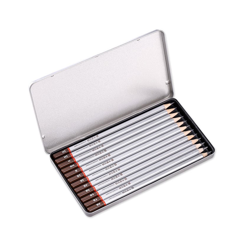 Skicirni olovci s drvenim kućištem, 12 komada u kutiji, brend Great Sage