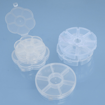 Kerek PP műanyag asztali tároló doboz osztókkal, átlátszó, 1 L kapacitás, 6-8 rekesz