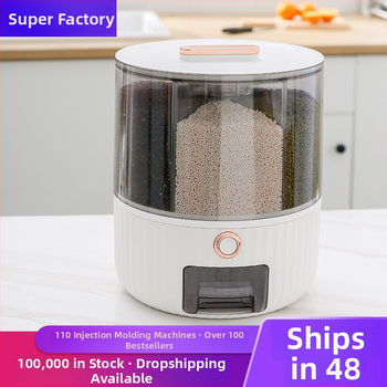 Cutie din plastic PP pentru depozitarea cerealelor, cu separator rotativ, etanșă, protecție împotriva umidității și dăunătorilor, recipient transparent pentru orez, capacitate peste 10 L