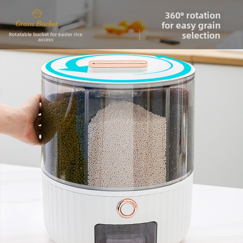 Cutie din plastic PP pentru depozitarea cerealelor, cu separator rotativ, etanșă, protecție împotriva umidității și dăunătorilor, recipient transparent pentru orez, capacitate peste 10 L