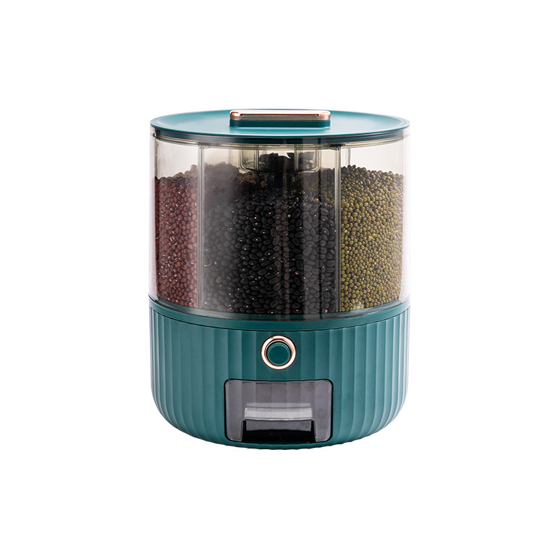 Cutie din plastic PP pentru depozitarea cerealelor, cu separator rotativ, etanșă, protecție împotriva umidității și dăunătorilor, recipient transparent pentru orez, capacitate peste 10 L