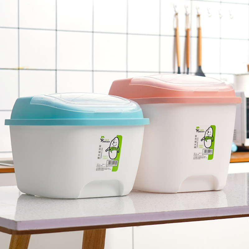 Boxă de depozitare a orezului cu capac etanș, rezistentă la umezeală și dăunători, din plastic PP, capacitate peste 10 litri