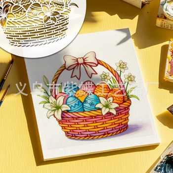 PET sablon erdőben élő nyuszi mintával – kivágott dizájn festéshez és rajzoláshoz, modell SJX-194, Yiwu City Purple Butterfly Crafts Factory