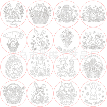 PET sablon erdőben élő nyuszi mintával – kivágott dizájn festéshez és rajzoláshoz, modell SJX-194, Yiwu City Purple Butterfly Crafts Factory