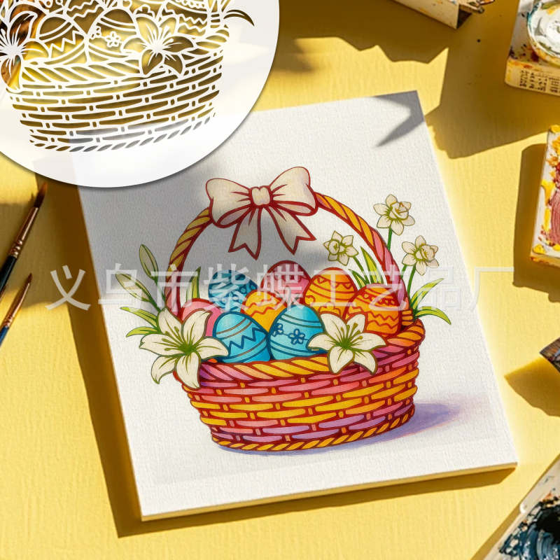 PET sablon erdőben élő nyuszi mintával – kivágott dizájn festéshez és rajzoláshoz, modell SJX-194, Yiwu City Purple Butterfly Crafts Factory