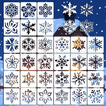 Hópehely ablakdekorációs festő sablon – PET anyag – Márka Yiwu Purple Butterfly Arts and Crafts Factory – IP-engedély nélkül