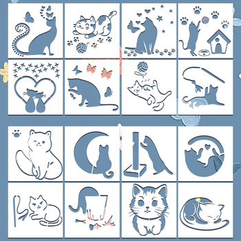 Macska siluett sablon, PET anyag, OWKJASW – importálás nélküli, IP engedély: Nincs, licencelhető magánmárka