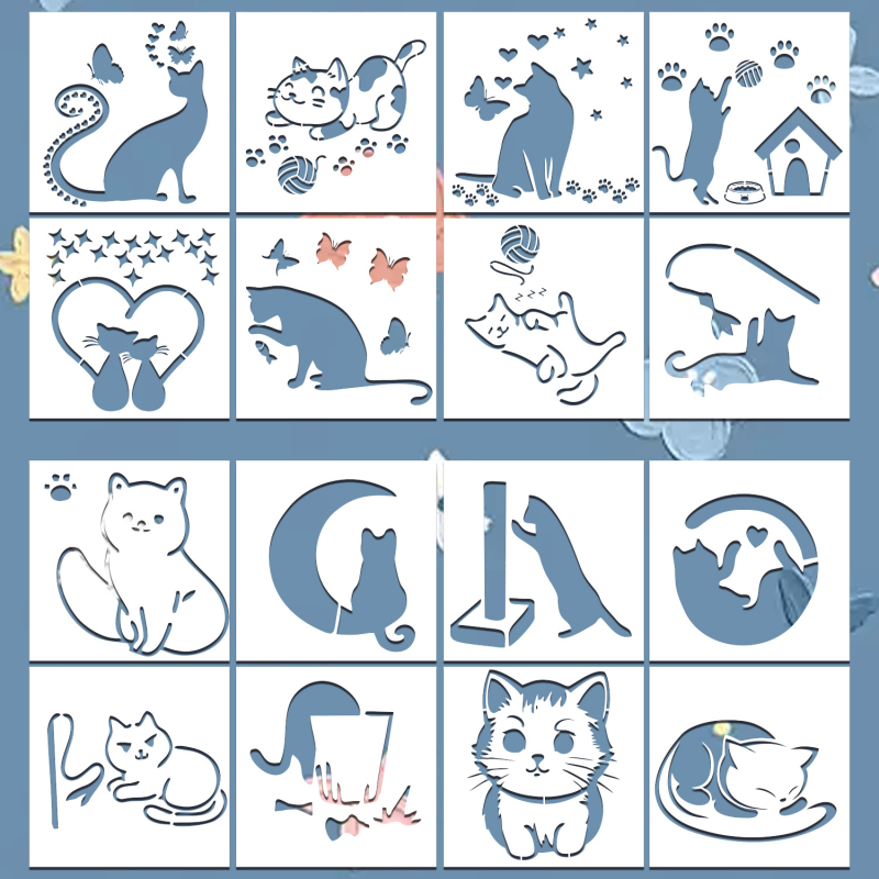 Macska siluett sablon, PET anyag, OWKJASW – importálás nélküli, IP engedély: Nincs, licencelhető magánmárka