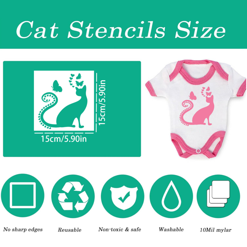 Macska siluett sablon, PET anyag, OWKJASW – importálás nélküli, IP engedély: Nincs, licencelhető magánmárka