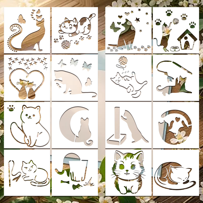 Macska siluett sablon, PET anyag, OWKJASW – importálás nélküli, IP engedély: Nincs, licencelhető magánmárka