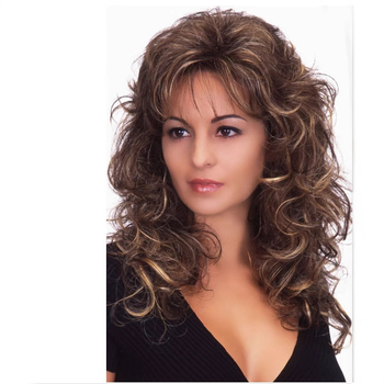 Hajparóka LY155 – Hosszú göndör haj diagonális frufival; hőálló rost; festhető és dauerolható