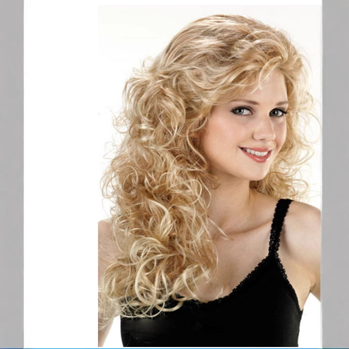 Hajparóka LY155 – Hosszú göndör haj diagonális frufival; hőálló rost; festhető és dauerolható