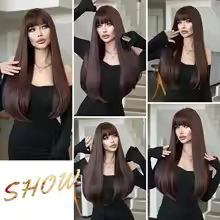 Perucă pentru femei, păr ușor buclat, fibră din mătase rezistentă la temperaturi înalte, set complet pentru cap, model YX081, aspect natural