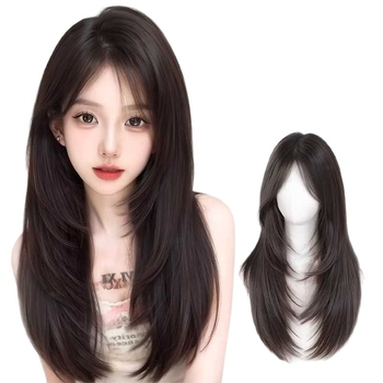 Perucă pentru femei, volum natural, parte liberă, franjuri: drept sau înclinate, model M633, fibre sintetice rezistente la temperaturi