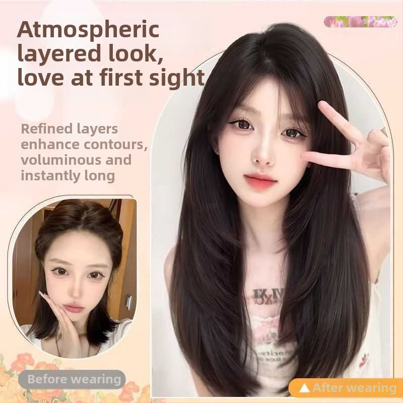 Perucă pentru femei, volum natural, parte liberă, franjuri: drept sau înclinate, model M633, fibre sintetice rezistente la temperaturi