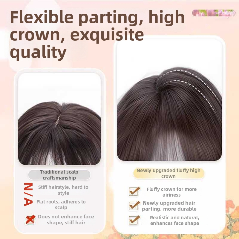 Perucă pentru femei, volum natural, parte liberă, franjuri: drept sau înclinate, model M633, fibre sintetice rezistente la temperaturi