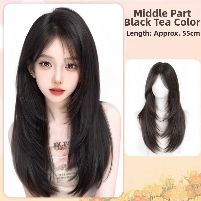 Perucă pentru femei, volum natural, parte liberă, franjuri: drept sau înclinate, model M633, fibre sintetice rezistente la temperaturi