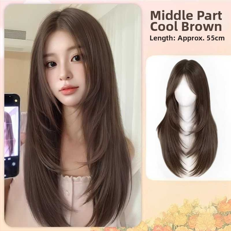 Perucă pentru femei, volum natural, parte liberă, franjuri: drept sau înclinate, model M633, fibre sintetice rezistente la temperaturi