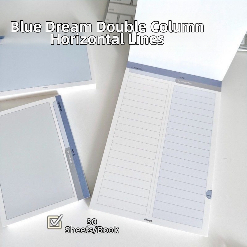 Blue Dream B5 Bloc de notițe ruptibile pentru elevi — Memorie de vocabular, Design simplu monocrom (Nu se poate lipi; Formă: Desen animat; Licență IP: Nu)